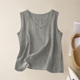 thumbnail image 2 of Women Linen Vests Plain Tank Tops Summer Sleeveless T Shirts Crewneck Tee Casual Tanks Tunic Fashion Undershirt Stretchy Tank Top Office Work Loose Shirt Solid Color Vest, 2 of 5