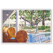 Romance of the Moana - Moana Hotel Waikiki Beach - Honolulu Hawaii - From an Original Hawaii Watercolor Painting by Peggy Chun - Master Art Print (Unframed) 13in x 19in