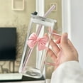 thumbnail image 4 of 14 Oz Glass Tumbler with Handle, Lid, Glass Straw and Detachable Butterfly Charm, for Iced Drinks and Beverages at Home or Office(Pink), 4 of 7