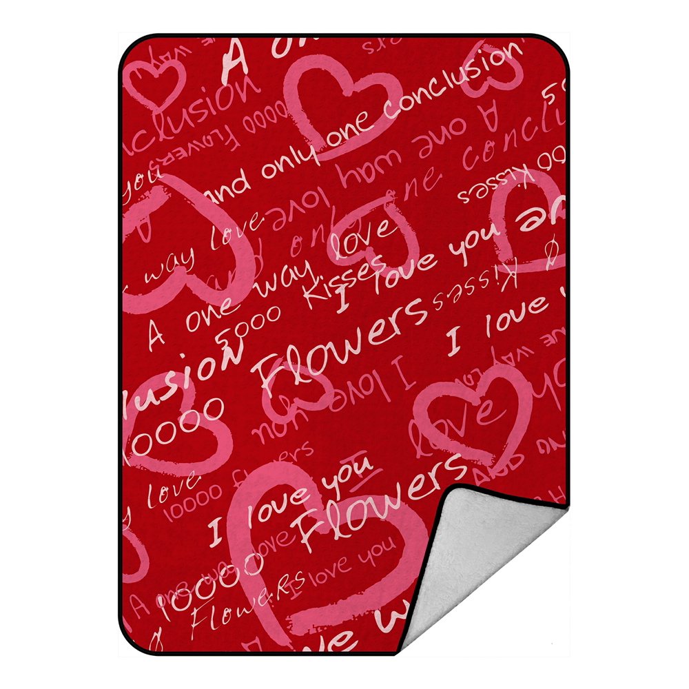 ECZJNT valentine's day pattern Throw Blanket Fleece Blankets Plush