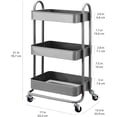 thumbnail image 2 of Carrito de Almacenamiento de Metal, Carrito de 3 Niveles con Ruedas, Estantes de Almacenamiento, Organizador de Utilidad, Organizador con 2 Ruedas Cerradura y Asas, Ahorrar Espacio (Gris), 2 of 4
