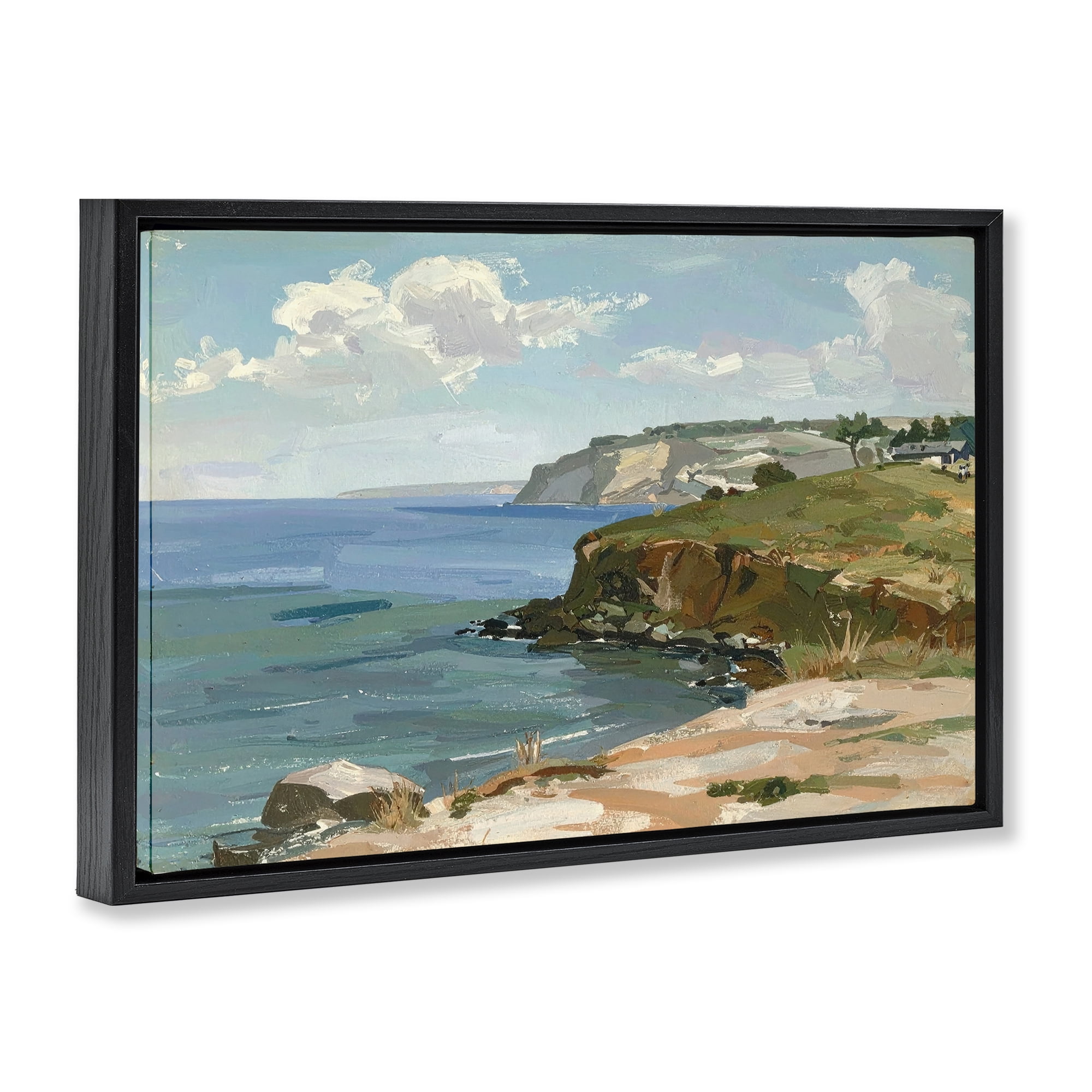 Stupell Industries Along The Shore Scenery Black Framed Floater Canvas Wall Art, design by Alonza Saunders