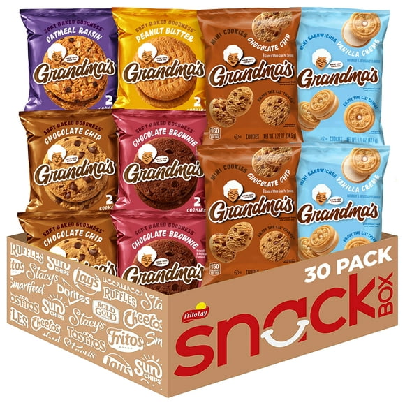 Grandmas Cookies Variety Pack Flavored Cookies Snacks (30 Pack) (Packaging May Vary)