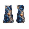thumbnail image 3 of Bixox Elegant Blue Gold Blooms Print Women's Sleeveless A-Line Dress with Pockets, Casual Knee-Length Tank Dress for Summer-3X-Large, 3 of 7