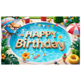 thumbnail image 2 of Vibrant Design Happy Birthday Swimming Pool Summer Theme Float Decoration Party Banner for Pool Party Beach Celebration Outdoor Event, 2 of 7
