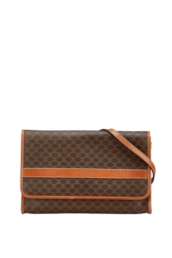 Pre-Owned Celine Macadam Crossbody Shoulder Bag in Brown Leather for Women