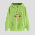 thumbnail image 2 of Hueook Oversized Sweatshirt for Women Women's Christmas Small Print Pocket Shoulder Sleeves Long Sleeved Top Hooded Sweatshirt Green S, 2 of 3