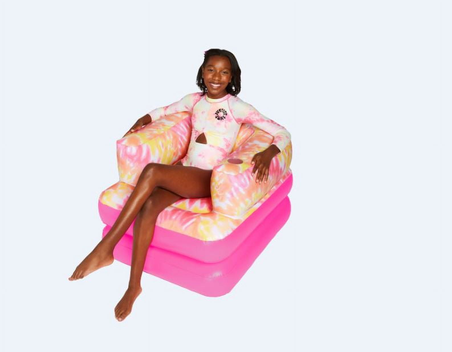Justice 2-in-1 Foldable Inflatable Pool  Float, Age  6+, for Adults, Multicolor,  Unisex