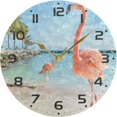 thumbnail image 5 of SKYSONIC Beach Flamingo Wall Clock 10 Inch Silent Non Ticking Round Clock Oil Painting Clock Easy to Read Clock for Living Room Bedroom Bathroom Home Decor, 5 of 7