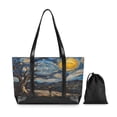 thumbnail image 7 of FORMRS Canvas Laptop Tote Bag for Women with 15.6" Computer Compartments Shoulder Handbag, Swirling Starry Sky, 7 of 7