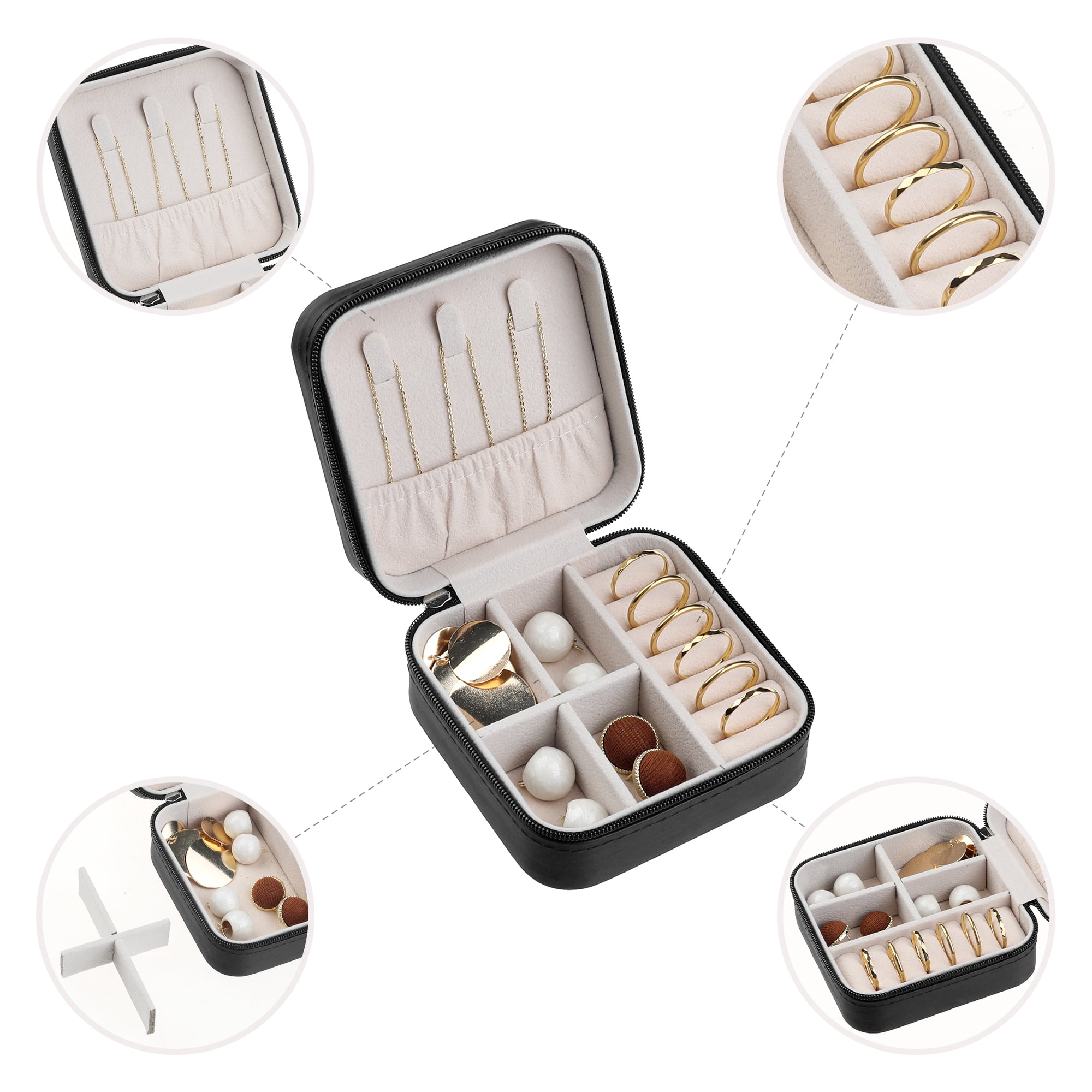 Travel Jewelry Box for Women Birthday Gifts Small Portable Organizer Case Black
