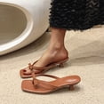 thumbnail image 2 of hopeusnice Women's High Heels Shoes Non-slip Breathable Tapered heel Trendy Soft PU Materials Summer Shoes Thong Sandals Square Toe Dress Shoes Brown 41, 2 of 7