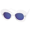 thumbnail image 3 of zeroUV Female Transparent Cutout Frame Colored Mirror Lens Oversize Butterfly Sunglasses (Clear / Blue Mirror) - 49mm, 3 of 5