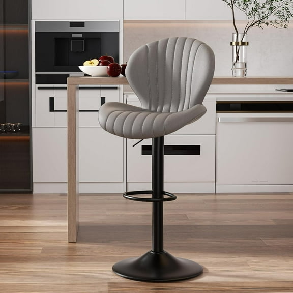 YSNW Bar Stools Set of 1 Modern Swivel Bar Chairs, Barstools Counter Height with High Backrest, Easy 3-5 Minute Assembly for Bar, Kitchen, Dining Room Light Grey