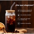 thumbnail image 4 of Set De 6 Vasos Lata Vidrio 16oz Con Tapas Bambú Popote, 4 of 4