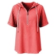 thumbnail image 6 of LEKWK Striped Casual Shirts for Women Hooded Short Sleeve Zipper Tunic Shirts Loose Fit Breathable Comfy Summer Tops Fashion Beach Vacation Daily Wear, 6 of 6