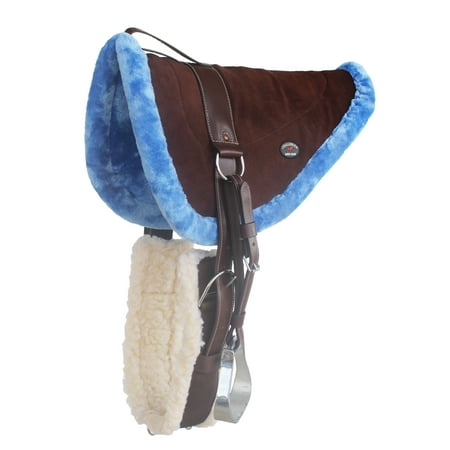 Horse SADDLE PAD WESTERN BAREBACK Suede Leather Girth Stirrups (Best Girths For Horses)