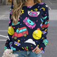 thumbnail image 2 of Fire Engine Car Truck Womens Casual Crewneck Sweatshirt Long Sleeve Tops Cute Pullover Loose Fit, 2 of 7