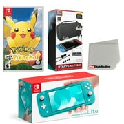 Nintendo Switch Lite Console Turquoise with Pokemon: Let's Go, Pikachu!, Accessory Starter Kit and Screen Cleaning Cloth Bundle - Import with US Plug