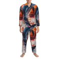 thumbnail image 3 of Junzan Sunset Ocean Watercolor Dolphin for Men's Long Sleeve Pajama Set,Button-Front 2Pjs for Men Long Sleeve Mens Sleepwear 2 Piece Sleepwear Loungewear Sets-XX-Large, 3 of 7
