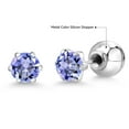 thumbnail image 6 of Gem Stone King Blue Tanzanite Women Stud Earrings in Platinum (0.92 Cttw, Gemstone Birthstone, Round 5MM), 6 of 6