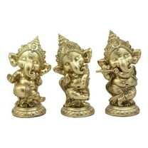 Ebros Set of Three Elephant God Ritual Dancing Music Ganesha Hindu Figurine 6" H