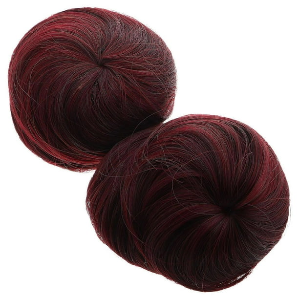 Hair Buns Extensions Clip-On Fake Hair Bun Stylish Updo for Weddings Dark .00X10.00X4.00cm 2Pcs