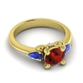 thumbnail image 3 of Diamond-Capitals 2.50 Carat New Round Cut Garnet & Blue Sapphire Gemstone 3 Stone Wedding Ring for Fiancee 18K Yellow Gold Size 4, 3 of 8