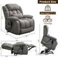 thumbnail image 3 of Balichun Power Lift Chair Recliners for Elderly with Heat and Massage, Infinite Position Lay Flat Lift Recliner Chair for Adults, USB&Type-C, Side Pocket, Lumbar Pillow, Grey, 3 of 13