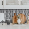 thumbnail image 3 of 6Sheets Waterproof Tiles Stickers Wall Decals 11.81'' x 5.91'' Gray White Mosaic Brick Pattern Peel and Stick Kitchen Backsplash, 3 of 8