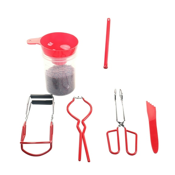 Canning Kit 7 Piece Set Stainless Steel Rack Wide Mouth Funnel Jar Lifter Magnetic Lid Lifter Wrench Tongs Home Preserving Tools for Jams Pickles Fruits Kitchen Essentials