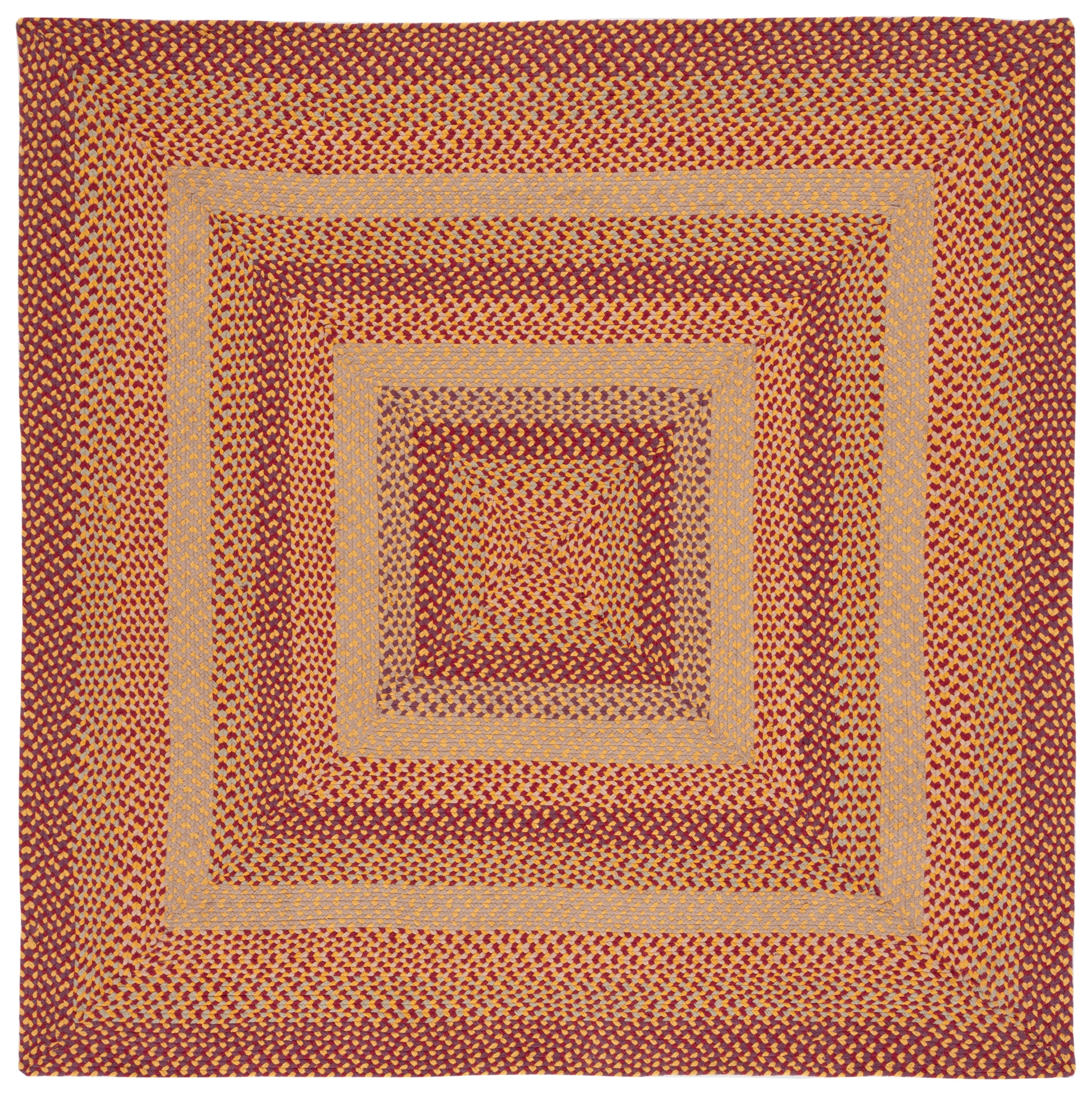 SAFAVIEH Braided Claes Bordered Reversible Area Rug, Yellow/Red, 6' x 6' Square