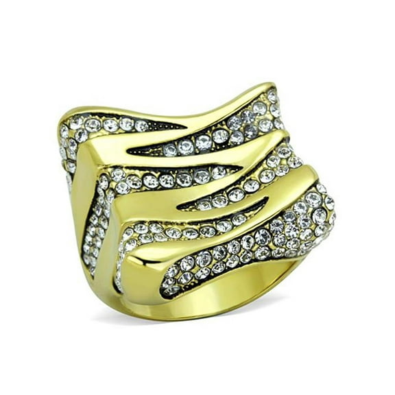 1.5 Ct Top Grade Crystal 14K Gold Plated Stainless Steel Cocktail Ring Size 7
