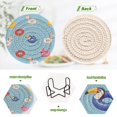 thumbnail image 4 of Yayeee 6 PCS Drink Coasters with Holder Set Woven Absorbent Round Tabletop Hot Pad, Summer Pool Pattern, 4 of 7