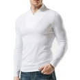 thumbnail image 2 of GigrtiJin Mens Long Sleeve Shirt Solid Color V-Neck Casual Undershirt Fashion Comfy Basic Pullover Tops Blouse, 2 of 6