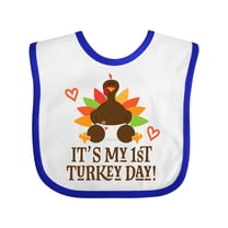 Inktastic 1st Turkey Day Thanksgiving Boys or Girls Baby Bib