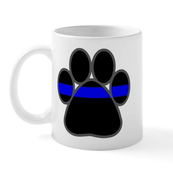 CafePress - Blue Line K9 Paw Mug - 11 oz Ceramic Mug - Novelty Coffee Tea Cup