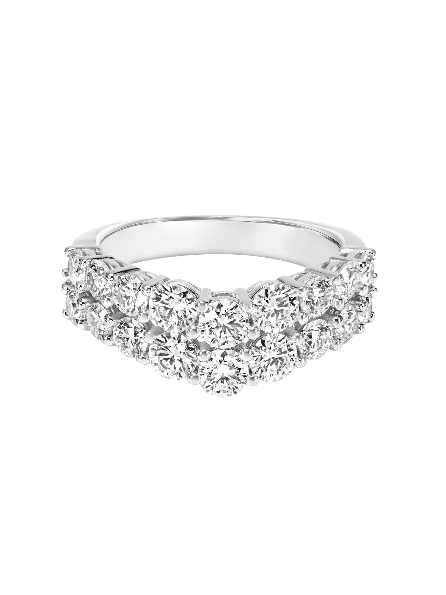 2 Carat DEW Moissanite Sterling Silver Two-Row Chevron Anniversary Band