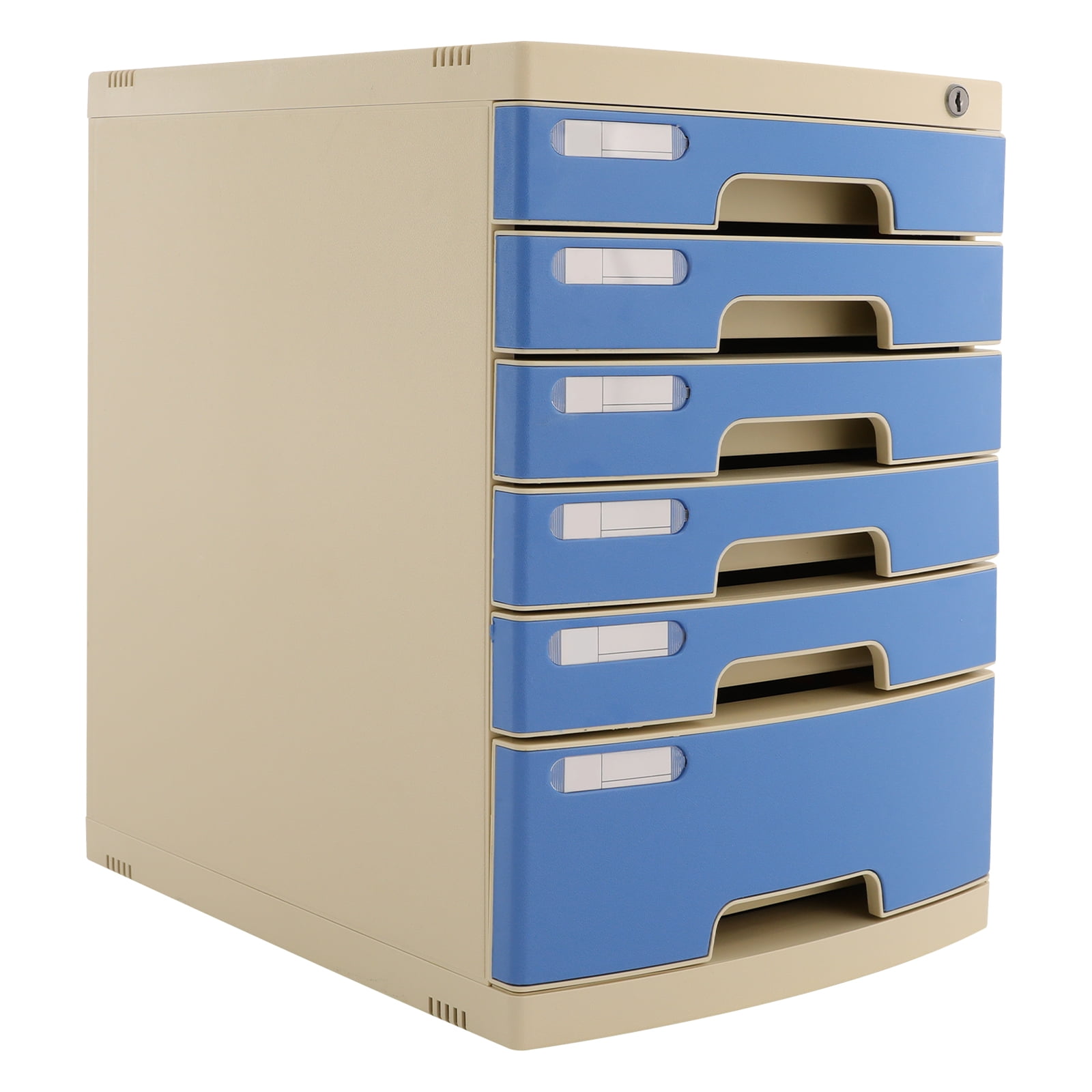6-Tier Office Document Organizer Plastic Desktop Organizer with Lockable Drawers Office Supplies Filing Tidy Storage Shelf Flat File Cabinet Jewelry Organizer Storage Cabinet