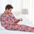 thumbnail image 5 of Bingfone Men's Pajama Set 2 Piece Loungewear PJs, Long Sleeve with Pajama Pants-America Flags, 5 of 7