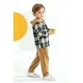 thumbnail image 4 of Younger Tree Toddler Baby Boys Kids Flannel Plaid Shirt Outfits Set Winter Christmas Hoodie Top Pants Clothes 2 PCS for 18-24 Months, 4 of 9