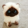 thumbnail image 3 of Animales De Simulación De Peluche De Juguete Ojos De Lentejuelas Azules Cara Blanca Marrón Gato De Peluche Decoración Del Hogar Regalo Para Cumpleaños Navidad Vogacara FN007805-02, 3 of 6