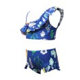 thumbnail image 5 of Fesfesfes Children Girls Swimwear Kids Ruched Strap Swimsuit Leopard Print Slanted Shoulder Swimwear Swimdress Two-Pieces Bathing Suits, 5 of 5