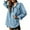 Blue Fleece Jackets Clearance, variant on EOYWHK Women's Denim Jacket Distressed Retro Pullover Casual Button V Neck Blouse Loose Fit Long Sleeve Jean Jacket with Pocket