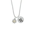 thumbnail image 2 of Delight Jewelry Two-tone Small Daisy with Peace Sign Silvertone Script Initial Disc - N - Charm Necklace, 20"+3", 2 of 4
