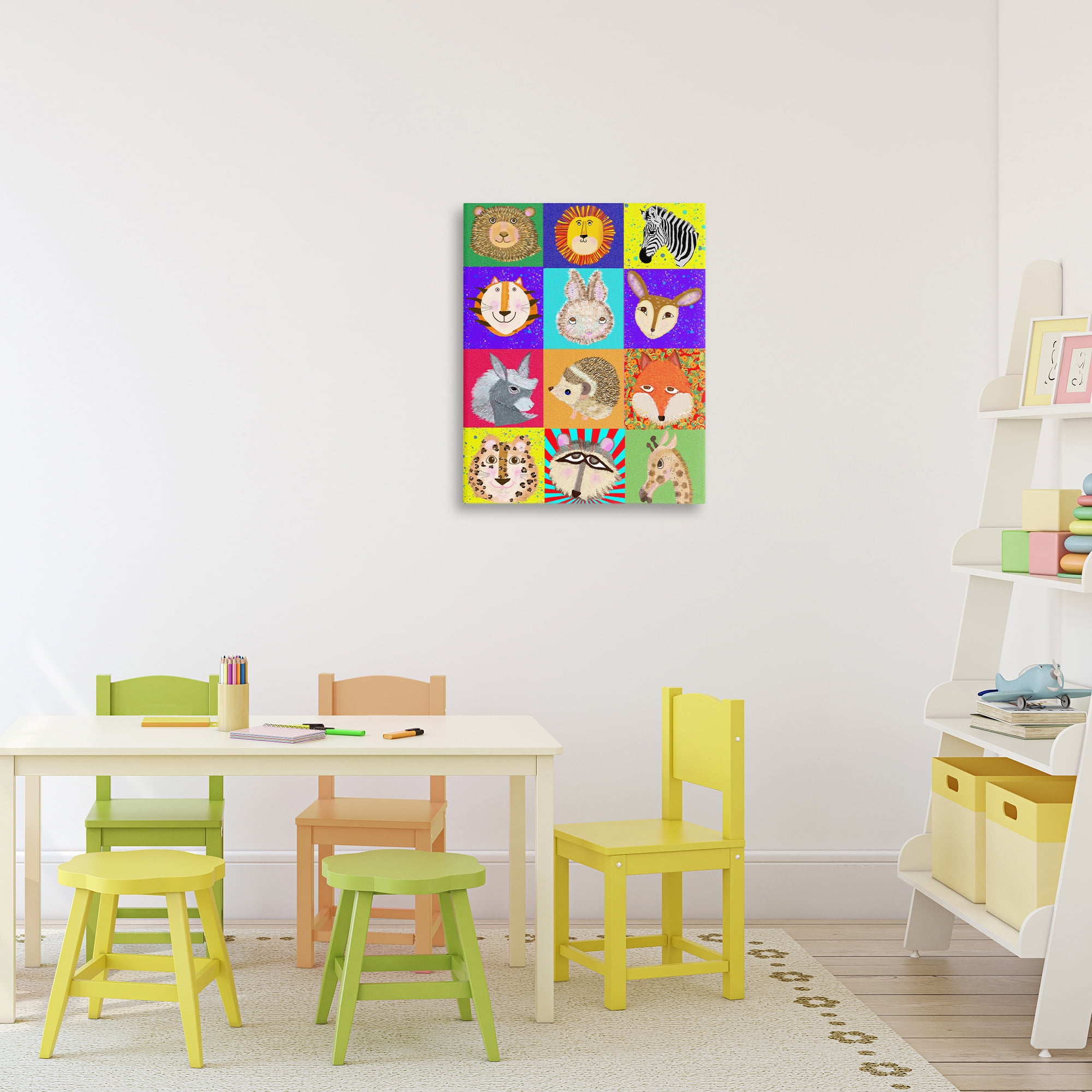 Furry Faces Animals Canvas Wall Art, design by Lynnda Rakos