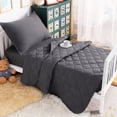thumbnail image 2 of Ntbay 4 Piece Microfiber Toddler Bedding Set, Ultra Soft and Breathable Crib Sheet Set, Includes Quilted Comforter, Fitted Sheet, Flat Top Sheet and Envelope Pillowcase, Dark Gray, 2 of 6