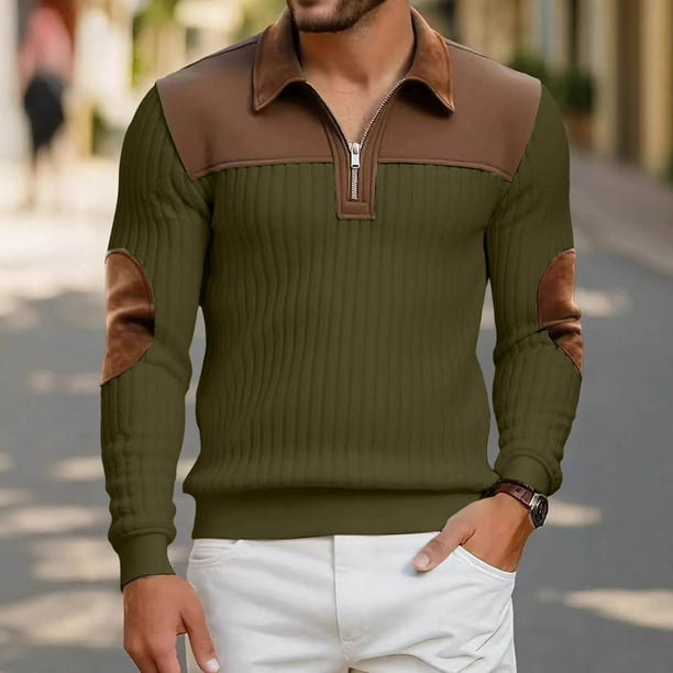 Ceisia Men Color Block Long Sleeve Zipper Casual Daily Outdoor Versatile Gift Fashion Athletic Top