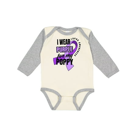 

Inktastic I Wear Purple For My Poppy Lupus Awareness Gift Baby Boy or Baby Girl Long Sleeve Bodysuit