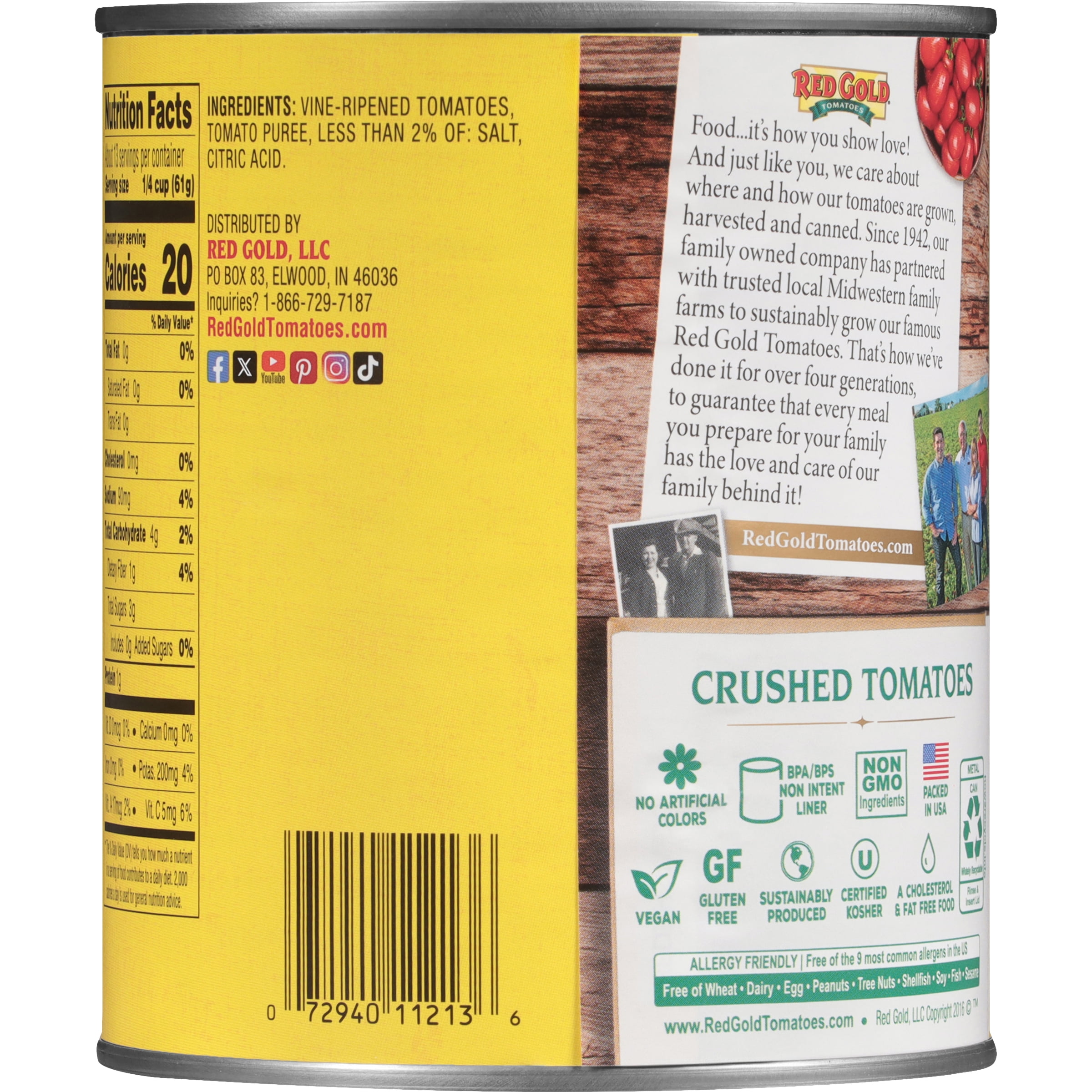 Red Gold Crushed Tomatoes in Heavy Puree, 28 oz Can